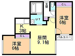 southnana 2LDKの間取図画像
