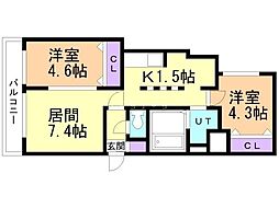 COLORENANGO 2LDKの間取図画像