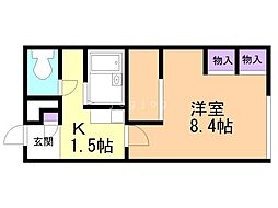 レオパレスカストル 1Kの間取図画像