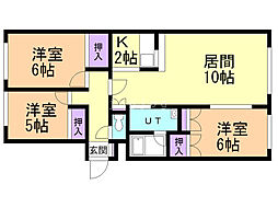 カネタハウスD 3LDKの間取図画像