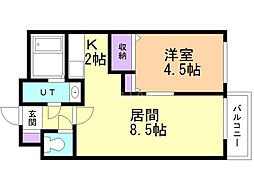 ステラひばりが丘 1LDKの間取図画像