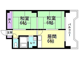 第20松井ビル 2DKの間取図画像