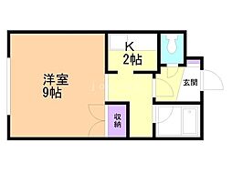 クィーンズコート南郷 1Kの間取図画像