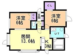 グリーンベール2 2LDKの間取図画像