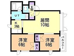 アベニューおちC 2LDKの間取図画像
