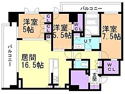 クリオレジダンス新札幌駅前 3LDKの間取図画像