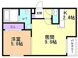 クレストパークヒルズ 1LDKの間取図画像