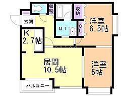 パークプラザ壱番館 2LDKの間取図画像