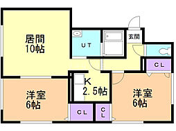 グランメールプリエ 2LDKの間取図画像