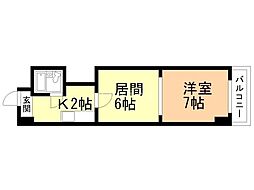 コーユーハイデンス 1LDKの間取図画像