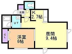 オレンジハイツ2 1LDKの間取図画像