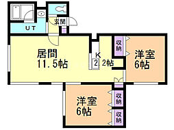 アルフィーネ新札幌 2LDKの間取図画像