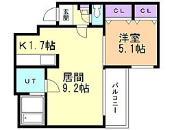 プレスタール 1LDKの間取図画像