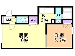 ラアムール栄通り 1LDKの間取図画像