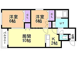 エクセルコート 2LDKの間取図画像