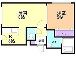 アクアベール豊平 1LDKの間取図画像