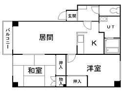 カムヒル 2LDKの間取図画像