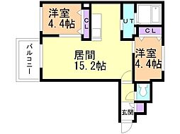 グラシオン 2LDKの間取図画像