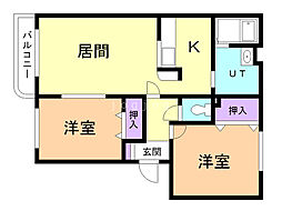 ローズヴィレッジ 2LDKの間取図画像