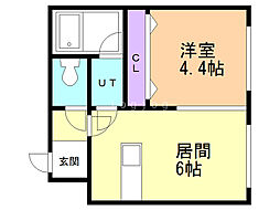 サンハウス白石 1DKの間取図画像