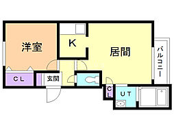 コンフォート白石 1LDKの間取図画像