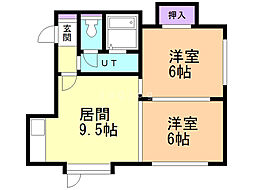 シェーンブルン月寒東 2LDKの間取図画像