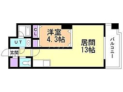 パークヒル厚別 1LDKの間取図画像