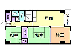大谷地殿山ハイツ 3DKの間取図画像