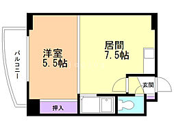 パークヒルズ新札幌 1DKの間取図画像