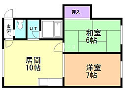 サンコーポラスNo.1 2LDKの間取図画像