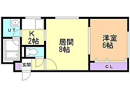 プリマクラッセ菊水 1LDKの間取図画像