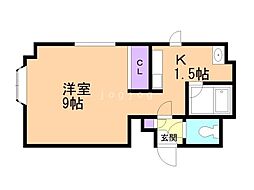 エタニティー.菊水 1Kの間取図画像