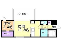 札幌市白石区南郷通15丁目南マンション 1LDKの間取図画像