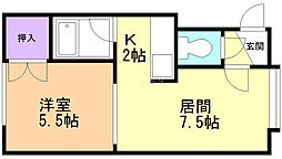 ラピス1・2 1LDKの間取図画像