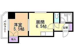 藤井ビル菊水1 1DKの間取図画像