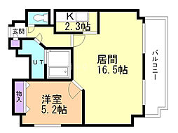 ヴァージェ共応 1LDKの間取図画像