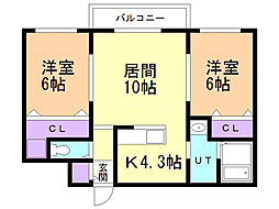 グランメール東札幌5条 2LDKの間取図画像