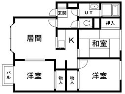 グレースパーク厚別北D 3LDKの間取図画像