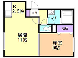 ジュピター白石中央2 1LDKの間取図画像