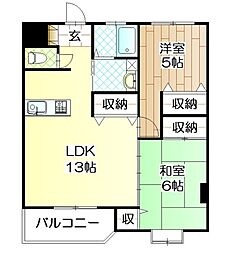 プライムハイツR.K 2LDKの間取図画像