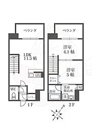 モダンパラッツォ博多駅南AXIA 2LDKの間取図画像