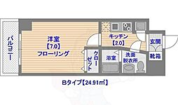 ピュアドームエクサイト博多アネックス 1Kの間取図画像