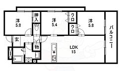 ラングルデュ高宮 3LDKの間取図画像