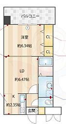 レジディア天神 1LDKの間取図画像