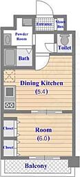 グロースメゾン博多山王 1DKの間取図画像