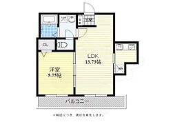マルコビル平尾 1LDKの間取図画像