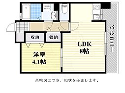 アルティザ博多プレミア 1LDKの間取図画像