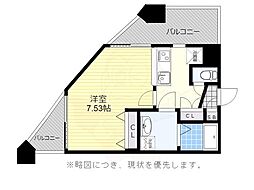 エンクレスト天神2 1Kの間取図画像