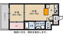 エステート・モア天神 1LDKの間取図画像