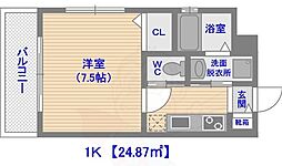 パリス大濠ベイタウン 1Kの間取図画像